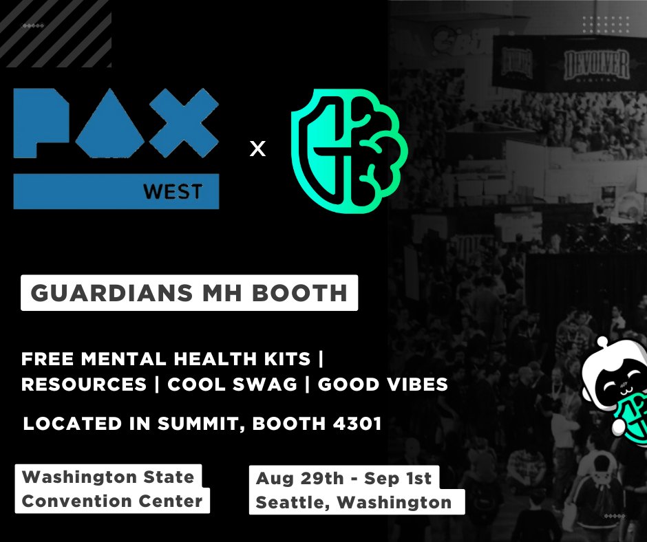 Guardians Mental Health (@guardiansmh) on Twitter photo 🎮 Heading to PAX West next month? Come hang with <a href="/GuardiansMH/">Guardians Mental Health</a>! 💚
We’ll be on-site spreading mental health awareness, giving out free MH Kits, and creating a safe, supportive space for all gamers.
#PAXWest #MentalHealthMatters #GamingCommunity #PAX2025 🎮 Heading to PAX West next month? Come hang with <a href="/GuardiansMH/">Guardians Mental Health</a>! 💚
We’ll be on-site spreading mental health awareness, giving out free MH Kits, and creating a safe, supportive space for all gamers.
#PAXWest #MentalHealthMatters #GamingCommunity #PAX2025
