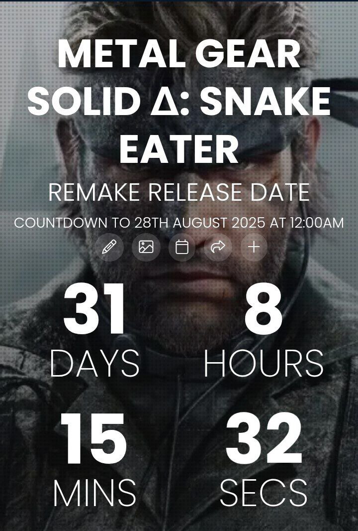 Play4Index's tweet image. Only 1 month to go until Metal Gear Solid Delta arrives — the countdown begins!
#MetalGearSolid #MGSDelta