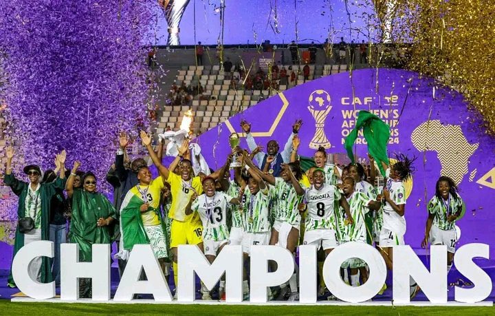 Congratulations to the Super Falcons on their WAFCON victory.

What a fabulous comeback: 2 goals down. A well deserved 3-2 win against Morocco. 
The most successful African National
Women’s team 🇳🇬 

Many congratulations to the coaches &amp; everyone involved, supporting the team.