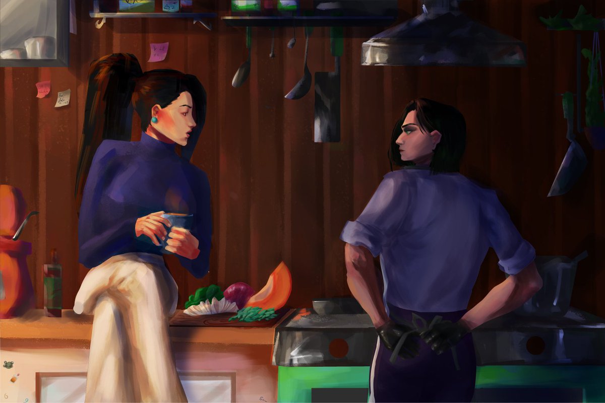 beaureart's tweet image. wearing a shirt that says ask me about my #sagebean chef4chef au #VALORANT #sage #viper