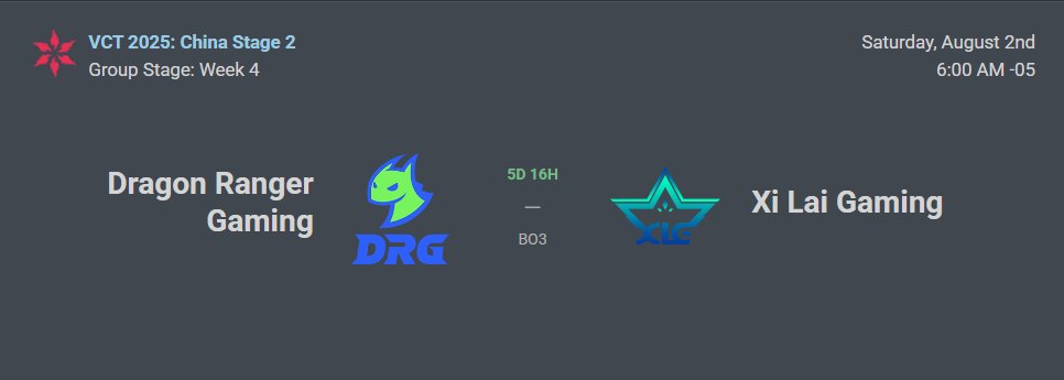 I don't know if people are aware on how big is this match for VCT CN.

- Last match of the group stage.
- Both teams from Ascension.
- If XLG wins they become the seed #1 of their group and leave DRG out of playoffs.
- If DRG wins they qualify for playoffs and leave WOLVES out of