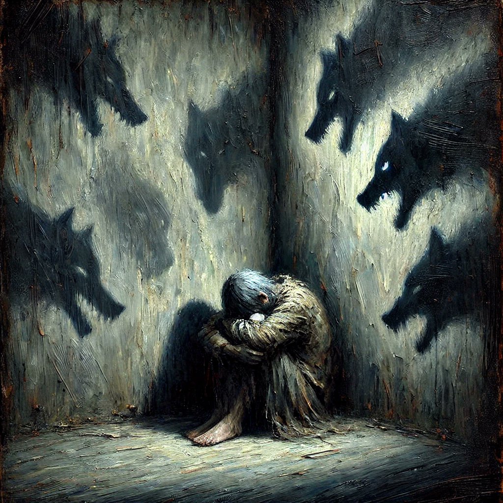M4CHIN4art's tweet image. Second piece from the "almost didn't release" collection. It is based on the predatory nature of ones own thoughts when you don't have a foundation of belief to stand on.