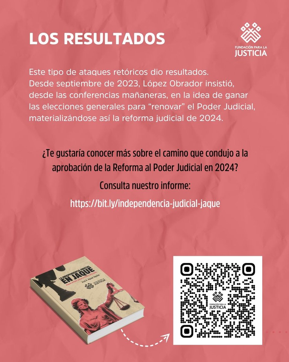 FJEDD's tweet image. #informe
La reforma de 2024 tenía la intención de cambiar aspectos urgentes de la carrera judicial, como el combate al nepotismo y la promoción de la paridad, pero terminó por socavar la independencia judical.
🔗Consulta: f.mtr.cool/ujpuiqellh