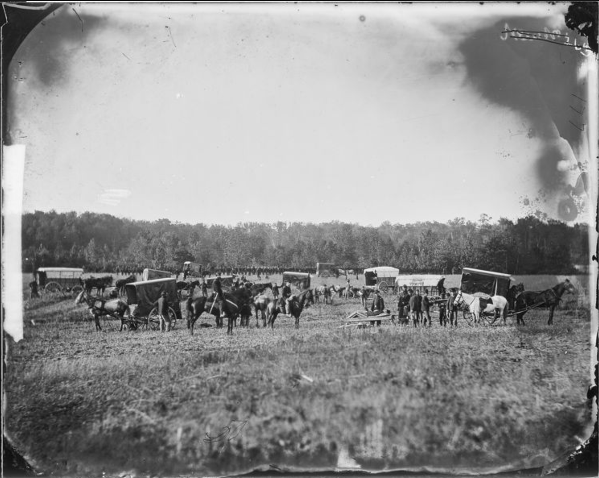 EchoesofWarYT's tweet image. Ambulance drill of the 57th New York Infantry, 1864