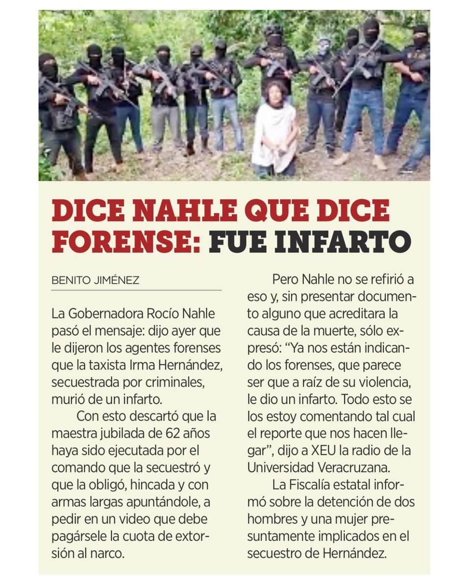 Alarmante la reacción absolutamente DESHUMANIZADA de la gobernadora <a href="/rocionahle/">Rocío Nahle</a> ante la muerte de la mujer taxista Irma Hernández secuestrada por criminales.

Estos de #Morena además de corruptos son crueles.

#PobreVeracruz