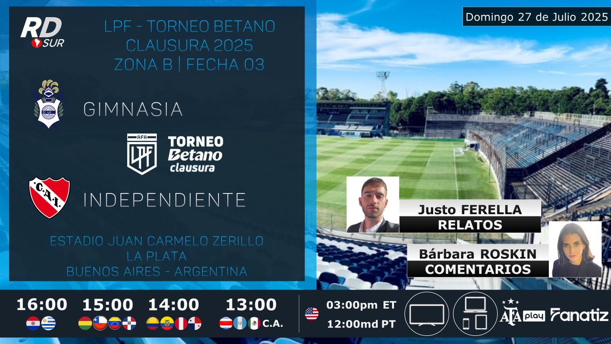 elpollo_ac29's tweet image. #LPF #TorneoBetanoClausura 2025 🇦🇷
#Gimnasia vs #Independiente
🎙️ Relatos: @FerellaJusto
🎙️ Comentarios: @barbiroskin
📺💻📱 @afa_play by @Fanatiztv
#⃣ #SomosAFAPlay