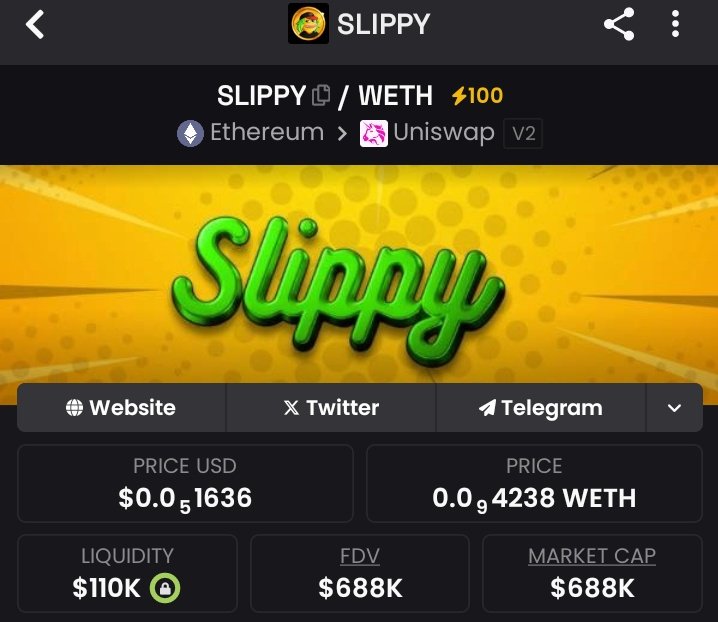 cryptoraiyan's tweet image. $SLIPPY 🐸
Been around for a month, sitting at just $688K market cap — pure underdog vibes
It’s a meme coin, but not one to sleep on
Why?
Because the community is loud, active, and actually showing up. That matters more than you think
If you're scouting early movers with meme