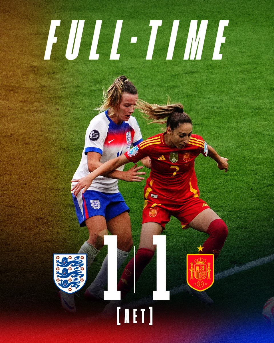 The #WEURO2025 final will be decided by penalties.

ONE. LAST. PUSH. 🏴󠁧󠁢󠁥󠁮󠁧󠁿