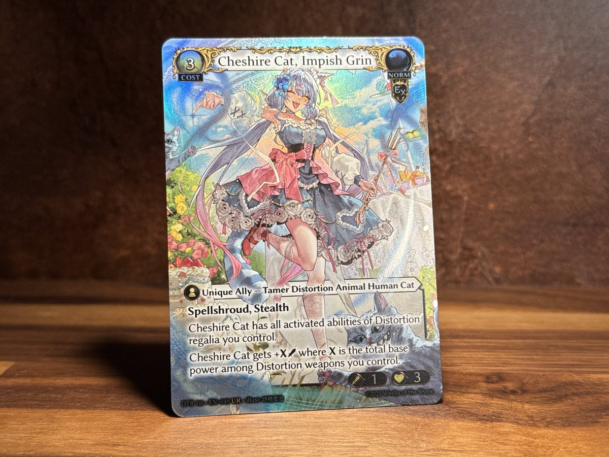ResoluteJun's tweet image. Didn't get to open a lot of DTR but a kind local traded this to me ☺️
Cheshire Cat is so cute
#GrandArchiveTCG