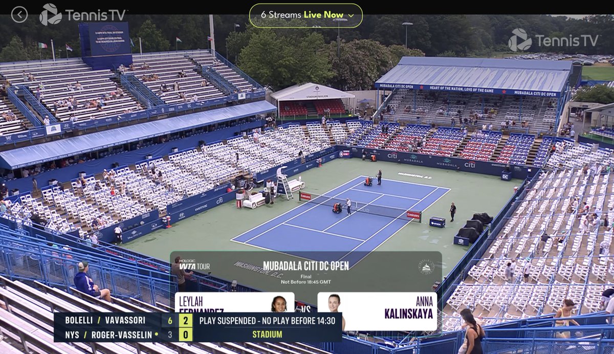 OpenCourt's tweet image. You don't see WTA matches on TennisTV too often.
But in this case they have moved the conclusion of the doubles final over to the second court, and the women's singles currently skedded at 245pm on the main.