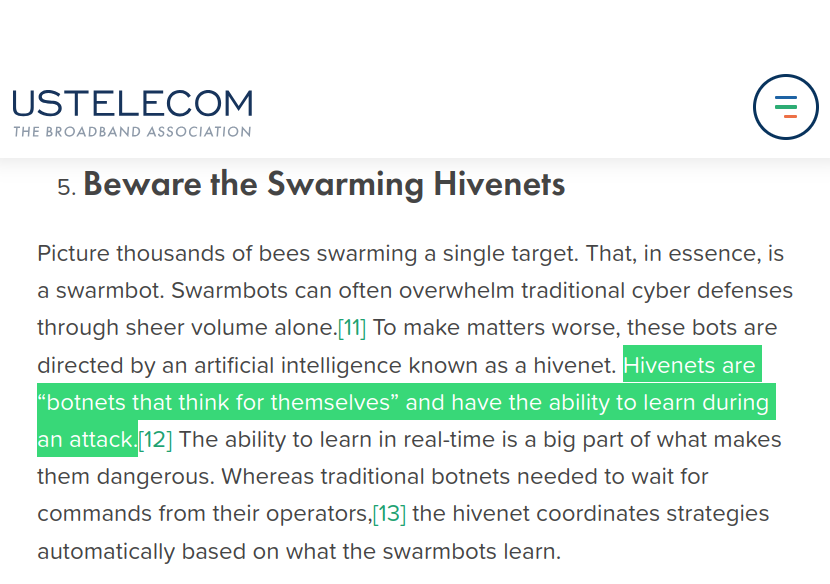personenprofil's tweet photo. @Martinoleary re "#extinction": #human + #technical #weaknesses #exploited

"#Hivenets are '#botnets that think for themselves' and have the ability to learn during an attack. The ability to learn in #realtime is a big part of what makes them dangerous"

#self_learning #security may help! https://t.co/ddx0GU7kzr