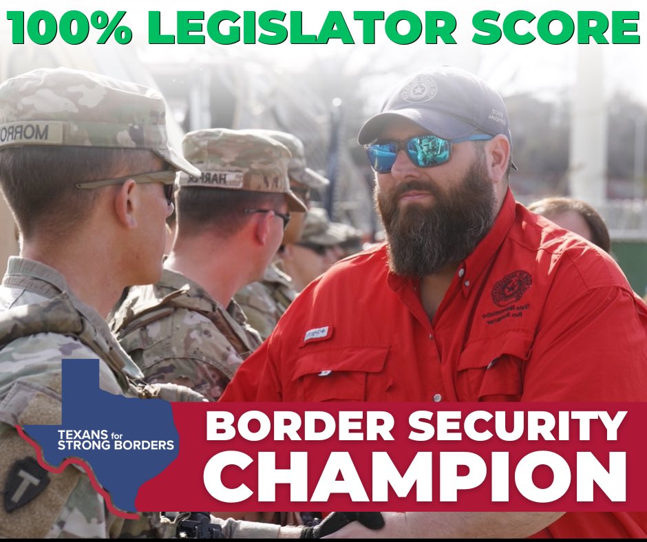 Rep. Ben Bumgarner (@bumgarner4hd63) on Twitter photo Honored to be named a Border Security Champion by <a href="/StrongBordersTX/">Texans for Strong Borders</a> receiving a 100% legislative score! Border security isn’t just a Texas issue—it’s a national imperative. I will continue fighting to keep our communities safe and hold the line for Texas. #txlege Honored to be named a Border Security Champion by <a href="/StrongBordersTX/">Texans for Strong Borders</a> receiving a 100% legislative score! Border security isn’t just a Texas issue—it’s a national imperative. I will continue fighting to keep our communities safe and hold the line for Texas. #txlege