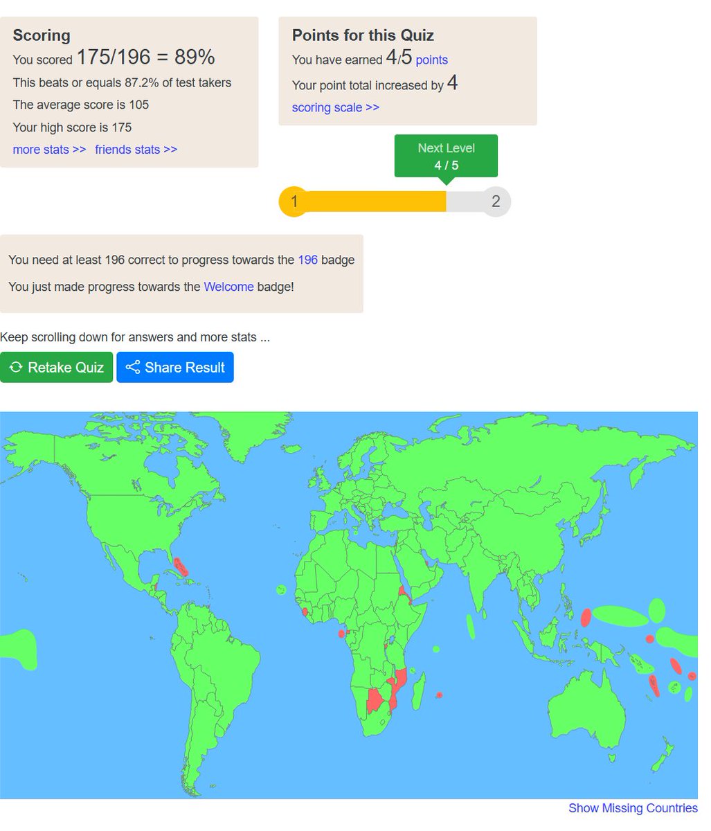 Diane_Alienor's tweet image. donation goal du quizz jetpunk effectué et... le résultat est correct, j'ai des oublis assez grossiers en Afrique et caraïbes, mais c'est déjà pas mal
On va faire le Hooquiz maintenant !