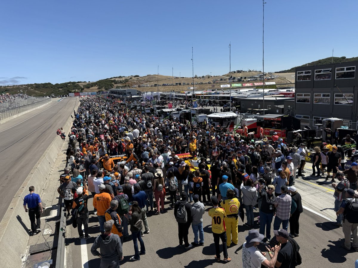 The clouds have lifted, the grid is formed, the fans are excited… up next Indycar from Laguna Seca!