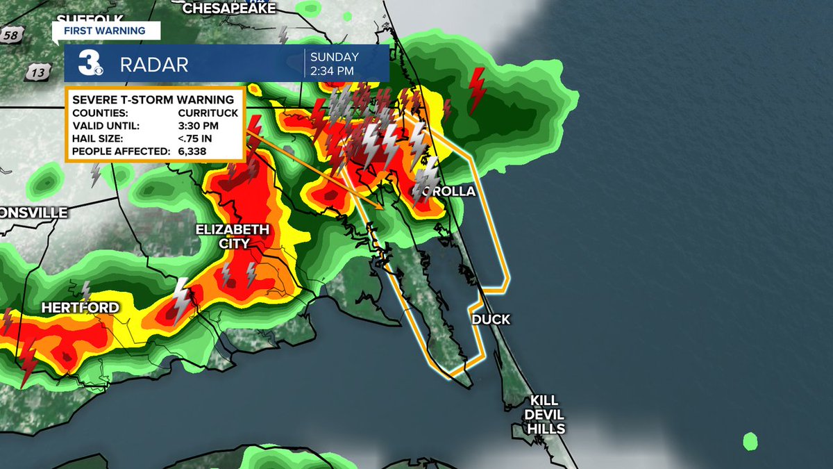 DerrahGetter's tweet image. Severe Thunderstorm Warning until 7/27 3:30PM for Currituck
wtkr.com/weather #FirstWarn3