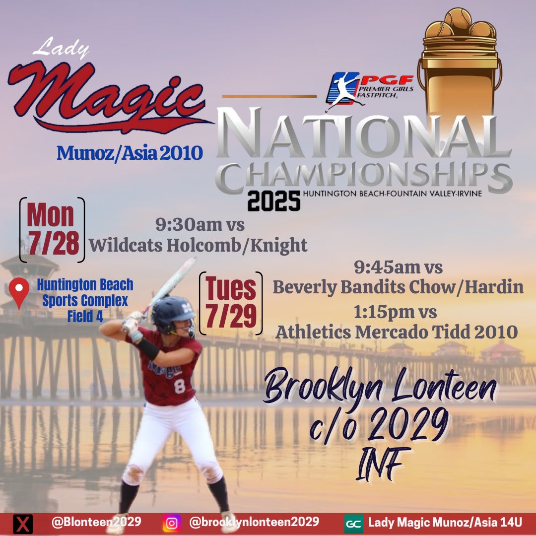 Brooklyn Lonteen 2029 (@blonteen2029) on Twitter photo Pool play starts tomorrow <a href="/PGFnetwork/">PGF</a> Nationals! Let’s go Magic! ✨🥎✨<a href="/LineDsoftball/">Line Drive Media</a> <a href="/LegacyLegendsS1/">Legacy & Legends Softball</a> <a href="/SBRRetweets/">Softball Recruiting Reposts</a> <a href="/LM_Munoz_Asia/">Lady Magic Munoz- Asia</a> <a href="/IHartFastpitch/">I❤️Fastpitch</a> <a href="/ExtraInningSB/">EXTRA INNING SOFTBALL</a> Pool play starts tomorrow <a href="/PGFnetwork/">PGF</a> Nationals! Let’s go Magic! ✨🥎✨<a href="/LineDsoftball/">Line Drive Media</a> <a href="/LegacyLegendsS1/">Legacy & Legends Softball</a> <a href="/SBRRetweets/">Softball Recruiting Reposts</a> <a href="/LM_Munoz_Asia/">Lady Magic Munoz- Asia</a> <a href="/IHartFastpitch/">I❤️Fastpitch</a> <a href="/ExtraInningSB/">EXTRA INNING SOFTBALL</a>