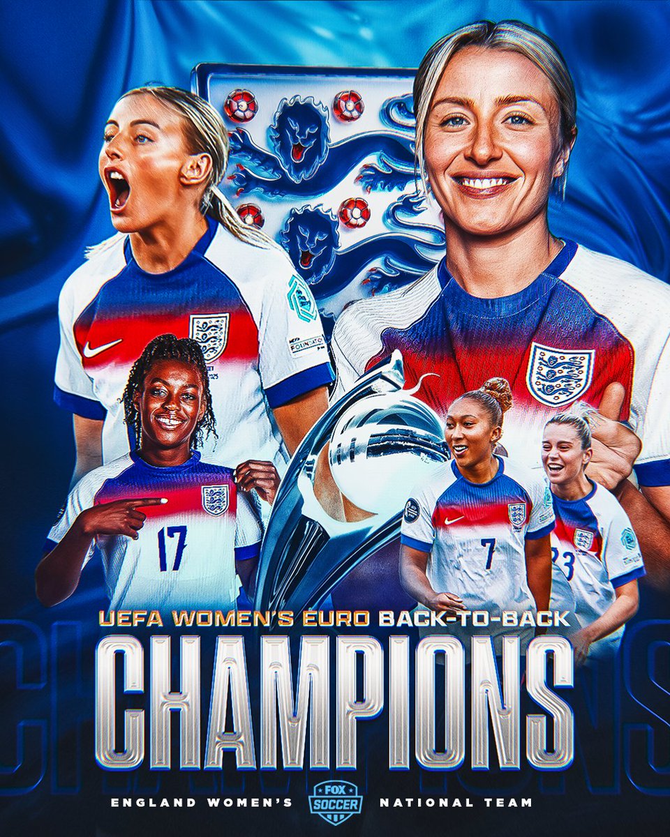 YOUR BACK-TO-BACK UEFA WOMEN'S EURO CHAMPIONS, ENGLAND! 🏴󠁧󠁢󠁥󠁮󠁧󠁿🏆

England defeats the reigning World Cup Champs in penalties! 👏