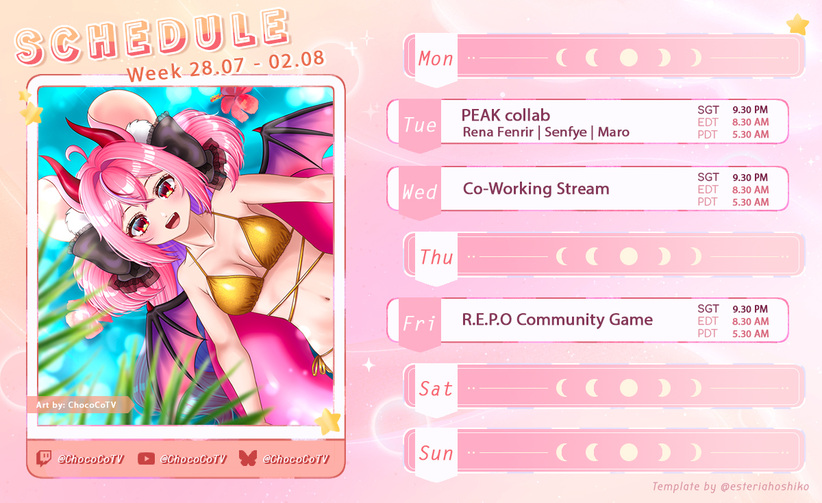 Chococo_TV's tweet image. OMG it's a schedule! PEAK with friends on Tuesday then R.E.P.O Community game on Friday. Let's play together!