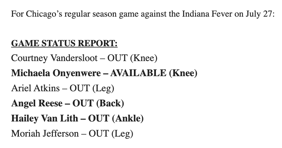 JeffAgrest's tweet image. And no Caitlin Clark for the Fever. Not what ABC/ESPN (or the United Center) had in mind.