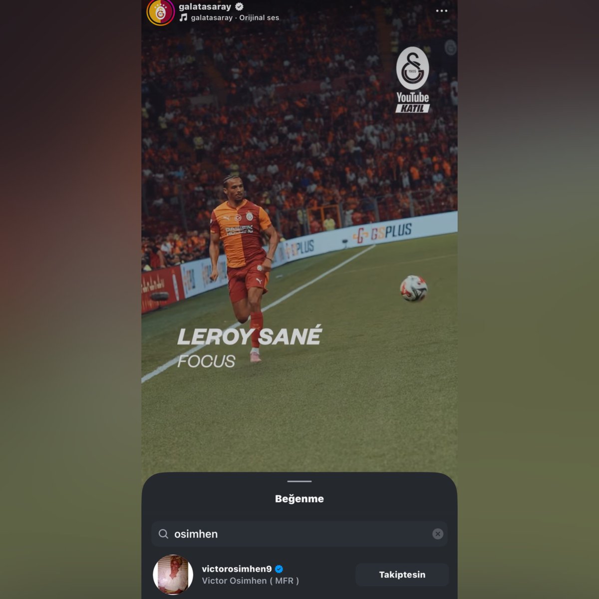 Victor Osimhen, Galatasaray'ın paylaşımlarını beğenmeye devam ediyor.