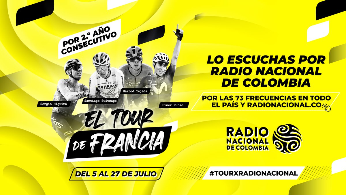 RTVCco's tweet image. 🟡Las 21 etapas del Tour de Francia se vivieron intensamente por @RadNalCo.
🚴🏻La nueva consagración de Tadej Pogačar llegó a toda Colombia a través del relato y el análisis de Luis Alfredo Hernández, Edwin Tuirán, Carlos Orduz y Laura Ruiz.
⚪rtvc.gov.co/noticias/campe…