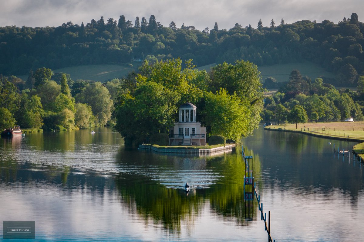 thorneh's tweet image. Temple Island, with a rower in the foreground. #Henley