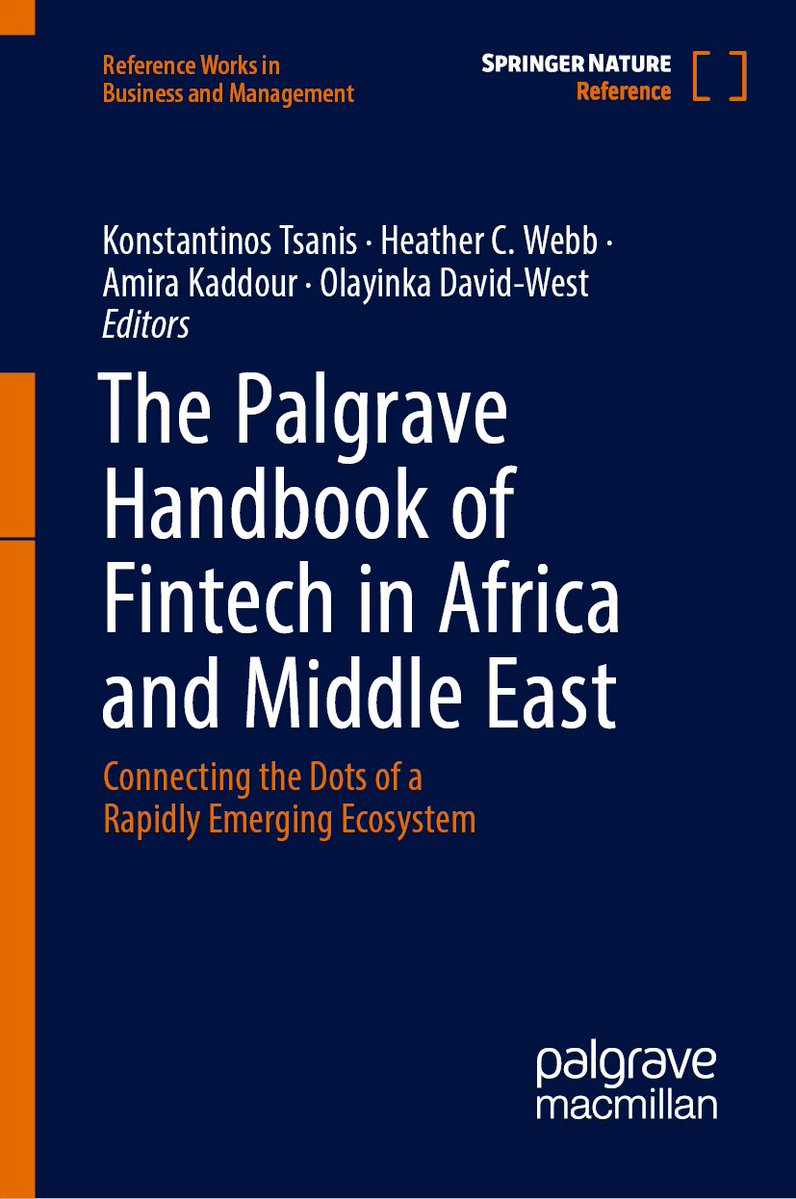 Palgrave's tweet image. 'The Palgrave Handbook of fintech in Africa and Middle East' tells the African FinTech stories and provides a comprehensive overview of the current situations within the five economic zones in Africa. bit.ly/4m4zHWY