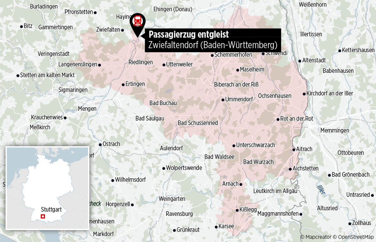 theinformant_x's tweet image. ❗️🚆🇩🇪 - Train Derailment in Baden-Württemberg: Fatalities and Injuries Reported
On July 27, 2025, at approximately 6:10 PM, a regional express train operated by Deutsche Bahn derailed near Zwiefaltendorf in Biberach, Baden-Württemberg, while traveling from Sigmaringen to Ulm.…