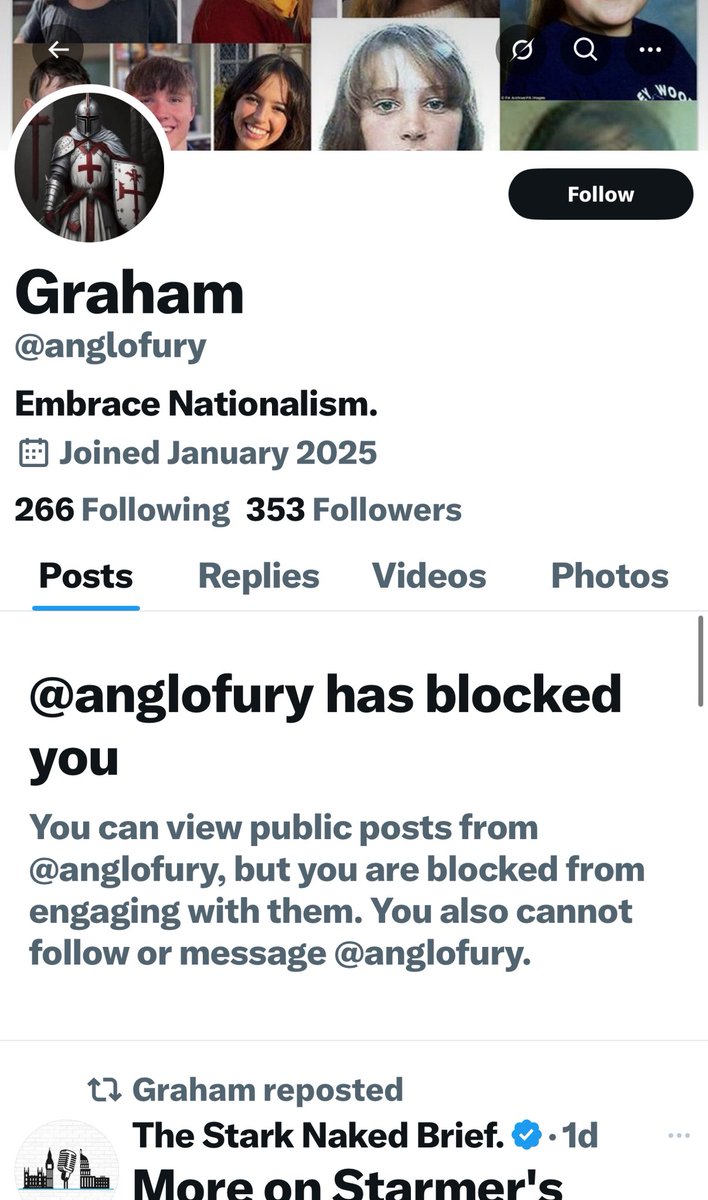 TheOnlyGuru's tweet image. Oh dear.
Rabid misogynist and antisemitic hate merchant, Graham, ran away.
Yes, big man Graham, ran away from a small, polite woman, on the interwebs.
*points and laughs* @anglofury
I suspect Graham is a fat, angry chap, living in reduced circumstances, somewhere.
Good.