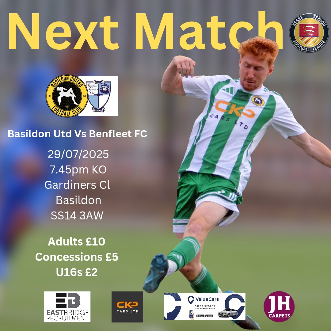 BasUtdFC's tweet image. Up next for The Bee's and we entertain @Benfleet_FC in a massive local derby on Tuesday night for a 7.45 pm KO, so get yourselves over to The Hive. The bar and burger van will be open.
馃摲@BarkingFC/ T.Gilbert