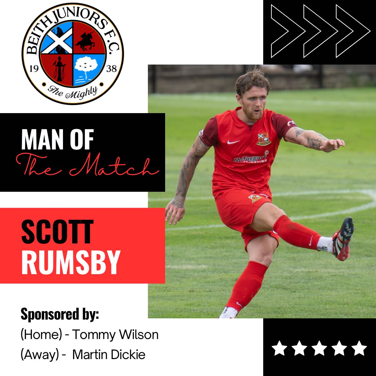 BeithJuniorsFC's tweet image. First Man of the Match for the season is Scott Rumsby, well done Scott!