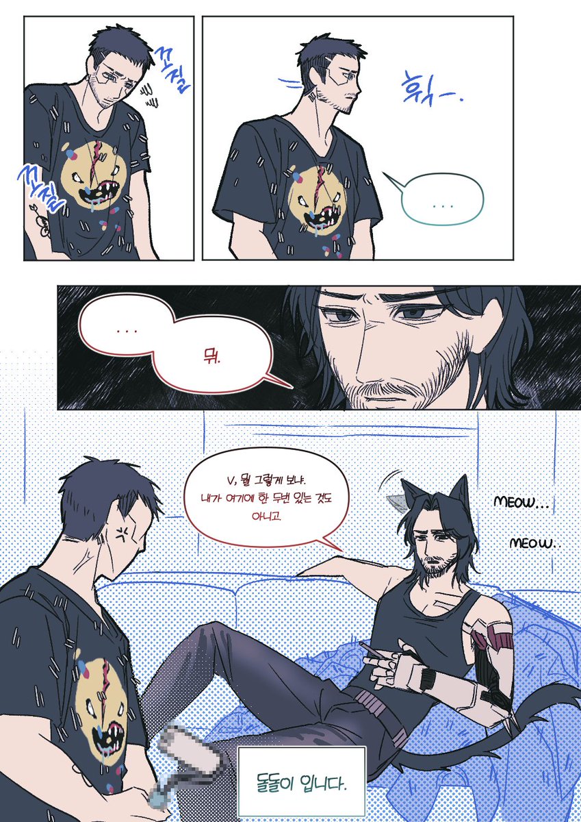 1sp_of_luv's tweet image. #Cyberpunk2077
#SilverV 
조니브이 동거(인데조니가고양이인...)
*트레틀 사용