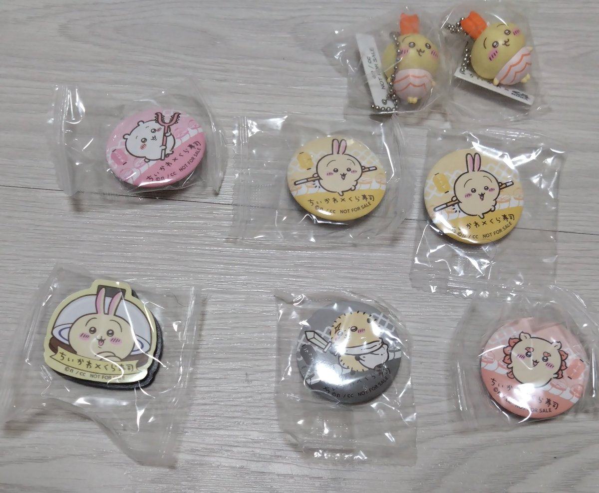 【交換】ちいかわくら寿司　ビッくらポン

譲)フィギュア:うさぎ

缶バッジ:ちいかわ、うさぎ、ラッコ、シーサー
マグネット:うさぎ＆あのこ

求)フィギュア(同種)
モモンガ&gt;ハチワレ
缶バッジ:モモンガ
マグネット:モモンガ

お気軽にお声掛けくださいませ。