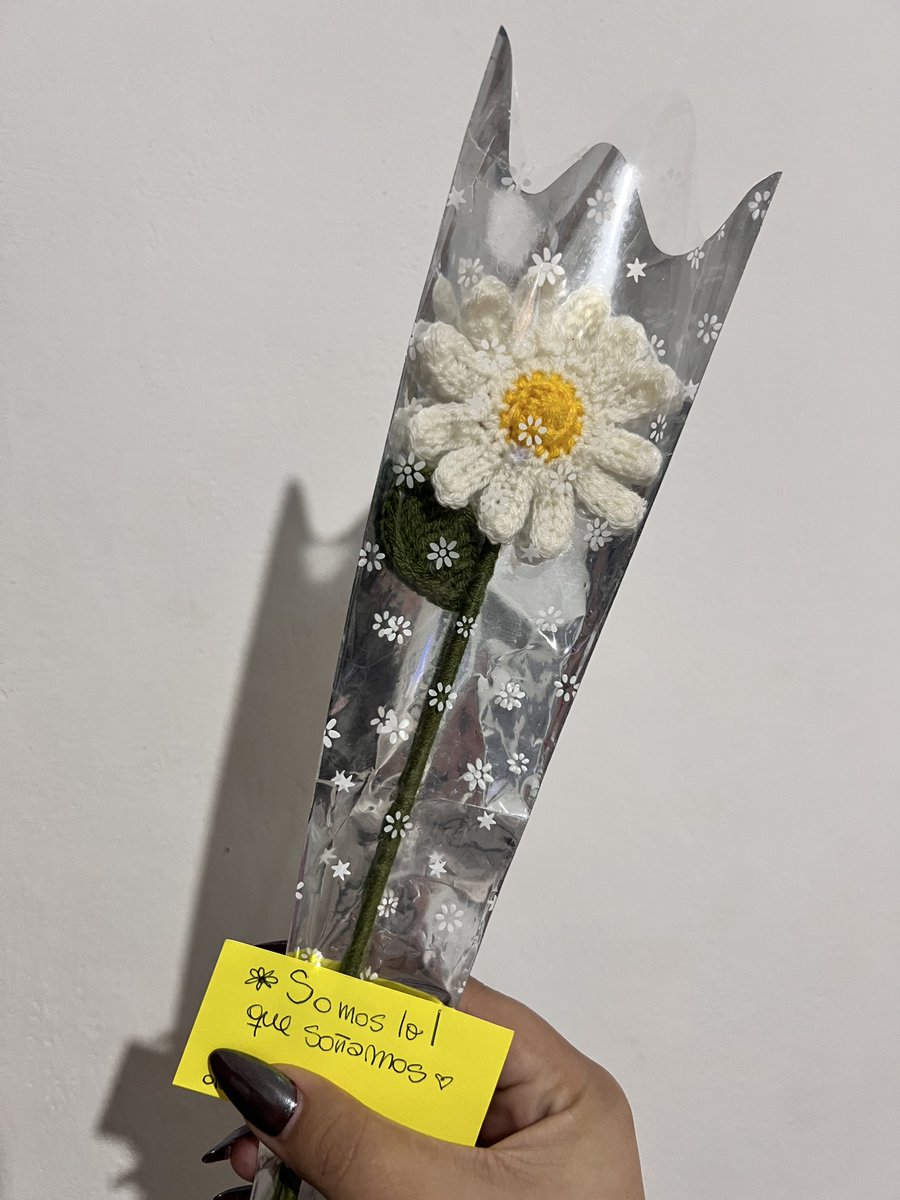 althoughmateo's tweet image. mis amigas me tejieron una margarita y eligieron una de las frases más lindas 🤍🥹 estoy enamorada