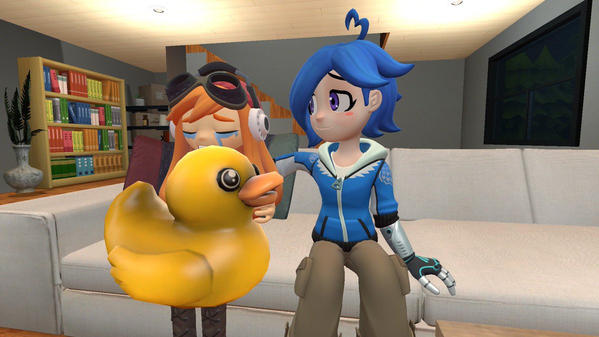 DaJoestanator's tweet image. Following the &quot;Guns n Puzzles&quot; incident, Tari offers Meggy an emotional support duck. #smg4meggy #Smg4tari #SMG4gunsnpuzzles #smg4fanart