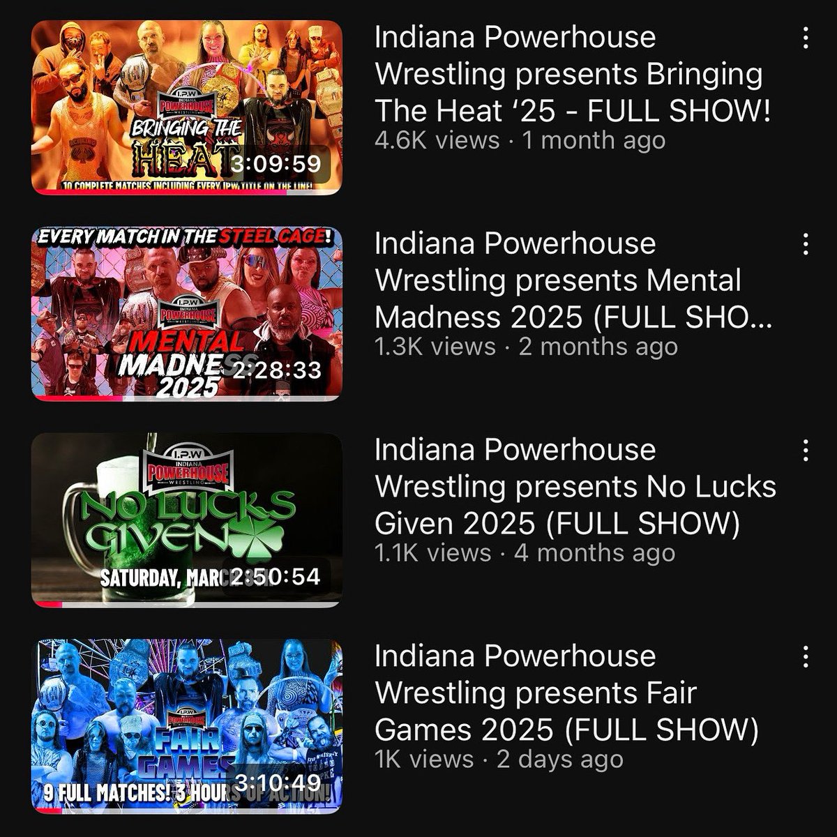 When I took over producing the videos for IPW, I set a quiet goal that I wanted an event video that got 1K views, because we never had a show cross that mark.

We’ve now had FOUR shows cross that mark, including the last 3 in a row!

We’re growing! I’m so freakin proud of IPW!