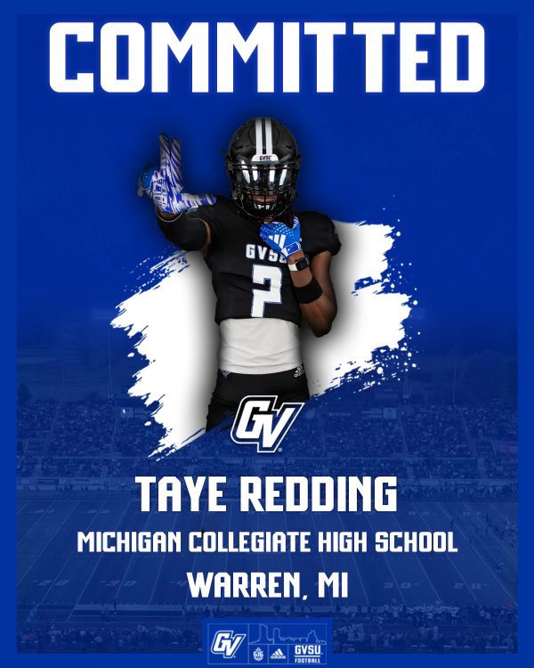 MichFBFrenzy's tweet image. Warren Michigan Collegiate 2026 ATH Taye Redding committed to Grand Valley State
@Tayedenredding