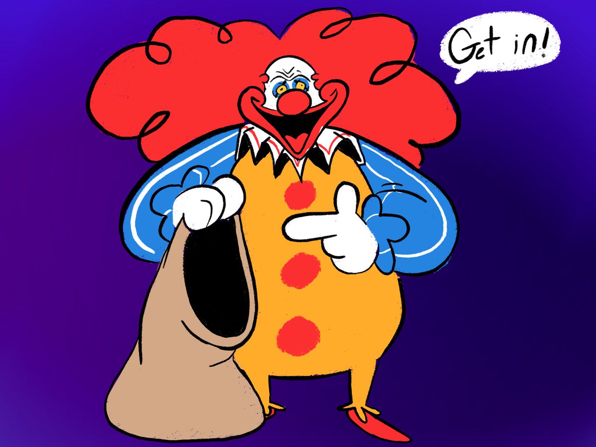 Stinkyzoid's tweet image. Day 16 I think?: Mr. Clown #spookymonthfanart
I’m so glad I didn’t promise quality drawing