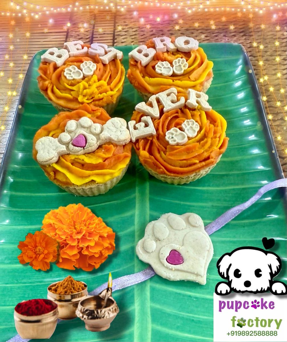 Celebrate Raksha Bandhan with your loyalest pawtector!
1 edible Rakhi 
4 pupcakes 

Chicken or vegetarian 
Rs. 700/-
Delivery charges on actuals

Please call or WhatsApp on 9892588888 to place your order... Thaaannk you !! ❤️🐾🐾
