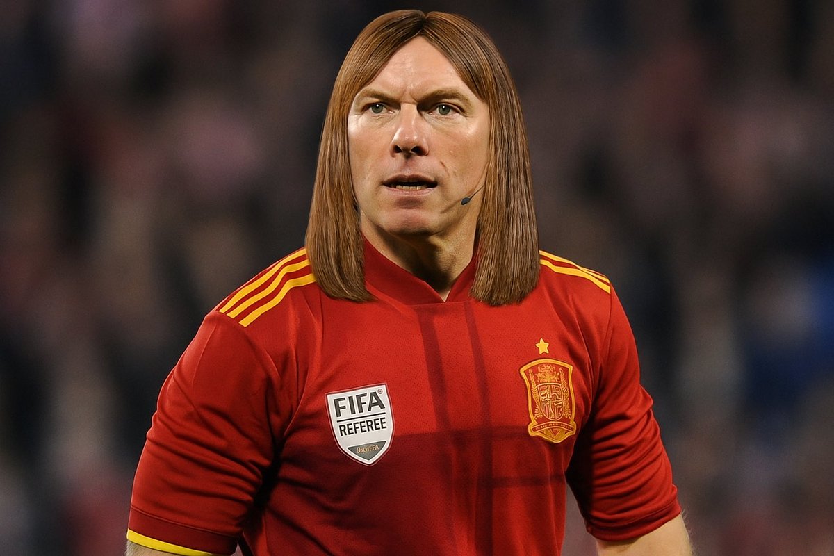 thepagooner's tweet image. Spain had this ref and we still won 😂