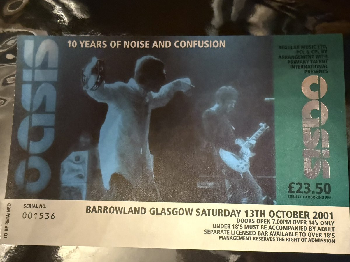 BritsPieces's tweet image. It’s grainy, but I just found my photos from Oasis at the Glasgow Barrowlands in 2001.