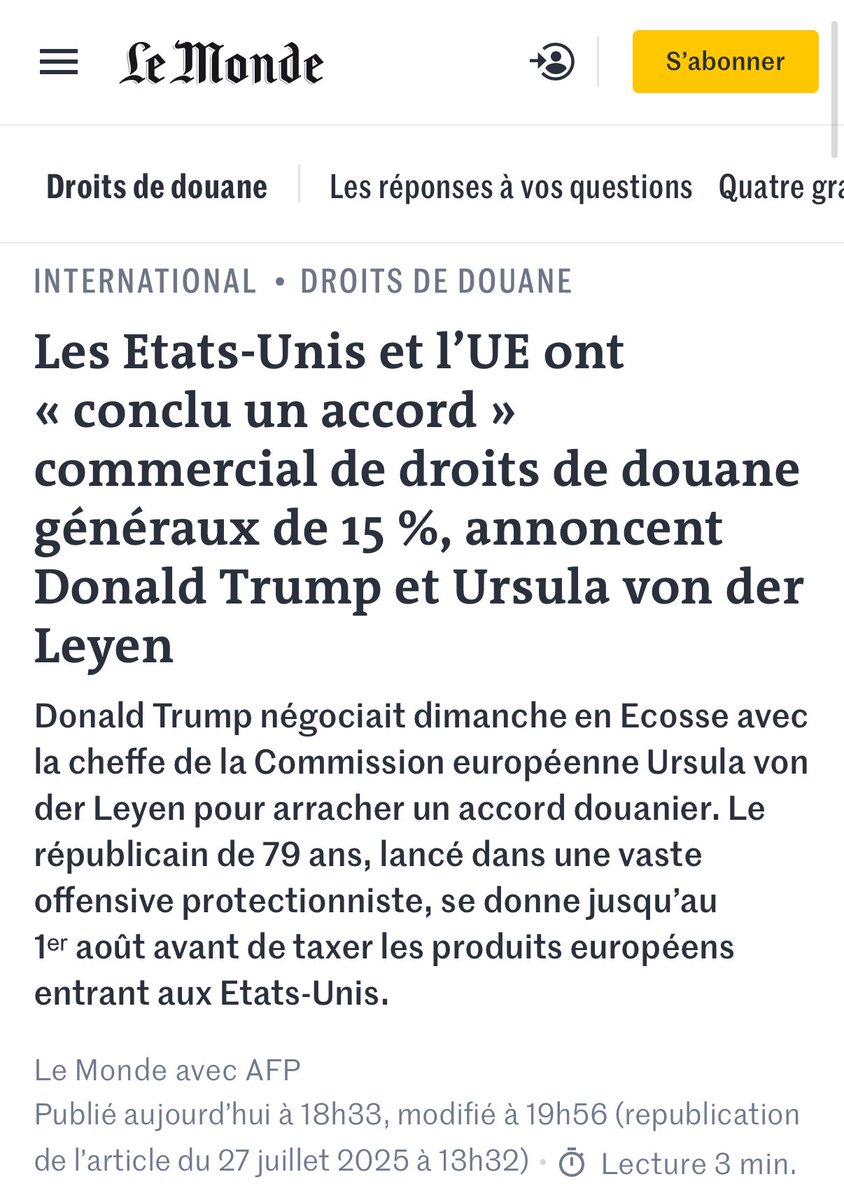 Chronikfr's tweet image. ⭕️ De l'accord avec #Israël à l'accord avec #Trump, l'#UnionEuropeenne prouve qu'elle n'a ni valeurs ni puissance.