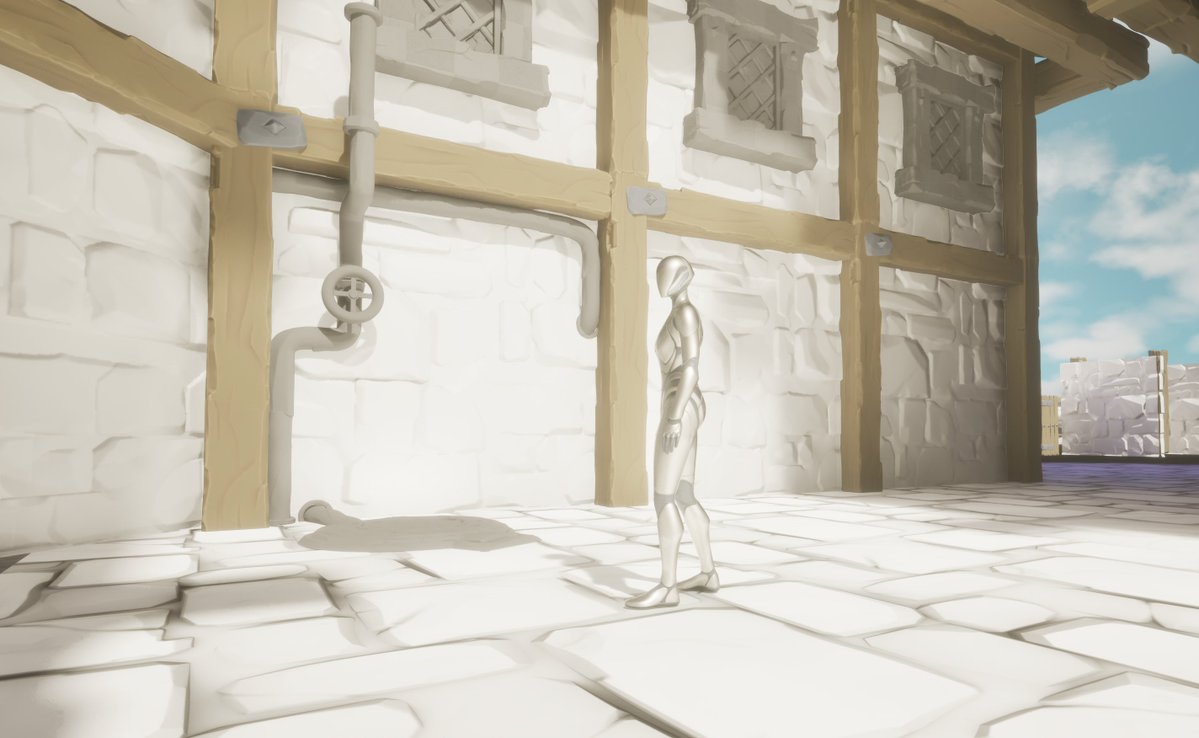 elJosby's tweet image. Wow, it looks really nice! The pipes don’t have UVs or textures yet, but they already let me create a lot of combinations to fill the walls. I’m really happy! 😊😊