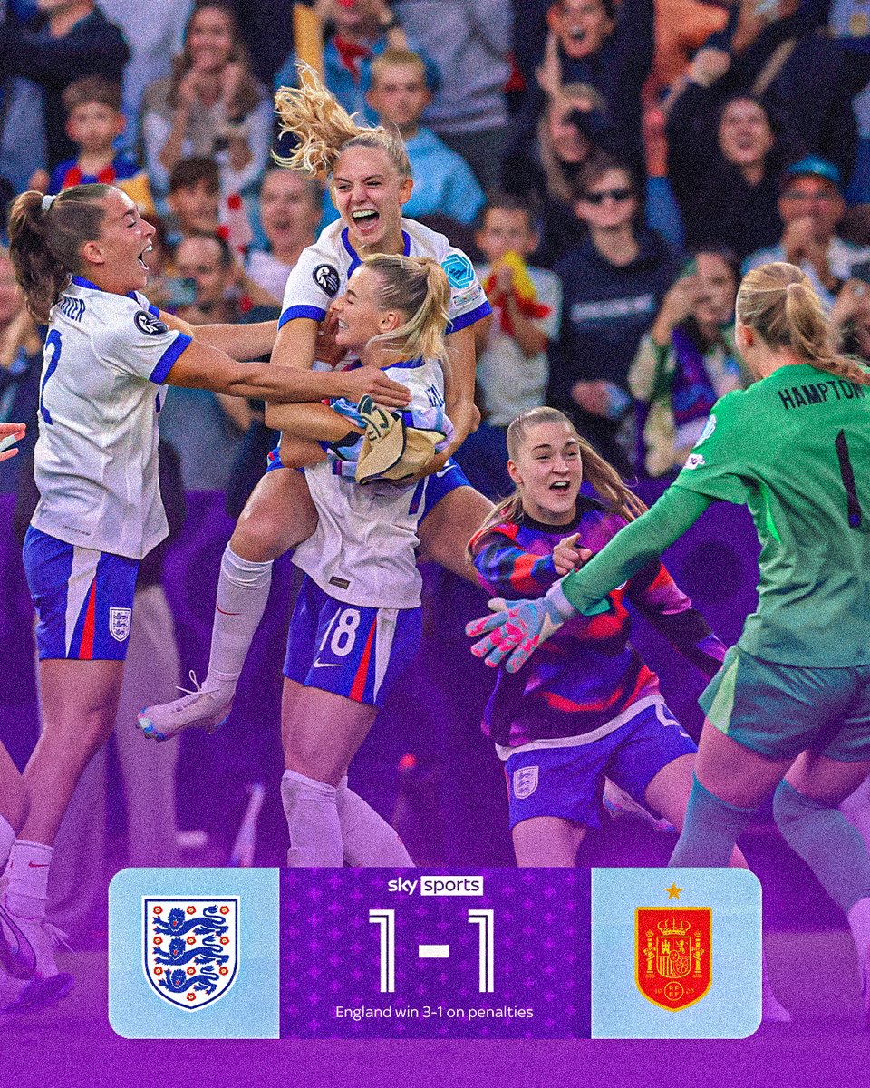 England have won their second European Championship in a row after beating Spain on penalties in the final of Euro 2025 🏴󠁧󠁢󠁥󠁮󠁧󠁿🏆