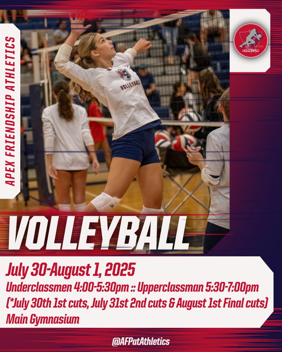 AFPatAthletics's tweet image. Finish out the day on Wednesday with @AFHS_mwGolf ποΈββοΈ and @AFHS_Volleyball π tryouts. Details β¬οΈ