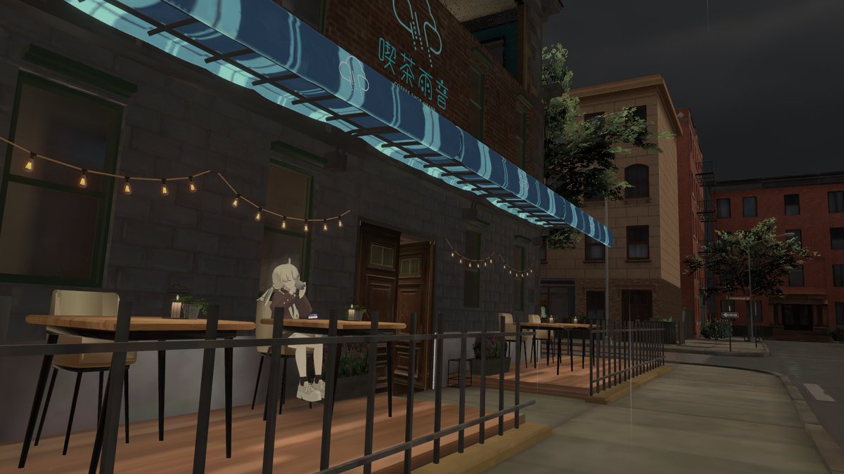 YuNo888_AM's tweet photo. VRChatの「喫茶雨音」に初めてお邪魔しました！☂️ ずっと続く雨の音が心地よくて、疲れた心にじんわり染みる、そんな優しい空間でした。 静かに過ごしたい時にぴったりの場所を見つけちゃった…。癒されたい人はぜひ！
#VRChat #VRChat_world #喫茶雨音 https://t.co/9XOPqG5EHA