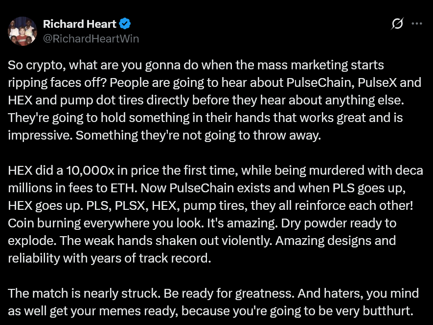 ImShillGates's tweet image. This is the @RichardHeartWin we&apos;ve all been waiting for. 

Welcome back, King.