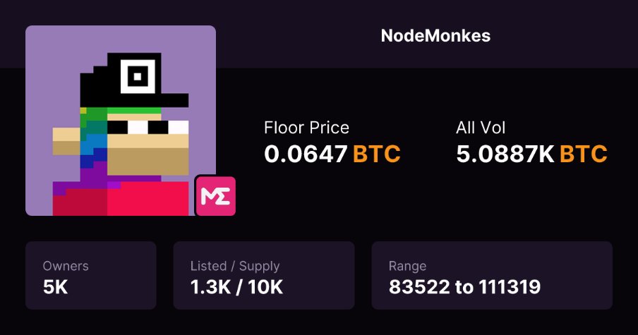 Mrk_8_'s tweet image. This is my point of view on Ordinals and NFTs on Bitcoin, with a particular focus on Nodemonkes.
During the last NFT season when the Cryptopunks on Ethereum took off, creating NFTs on Bitcoin wasn’t yet possible. But let’s imagine a scenario where NFT on Bitcoin were already a…