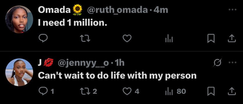 ruth_omada's tweet image. Everybody get Wetin dey do them