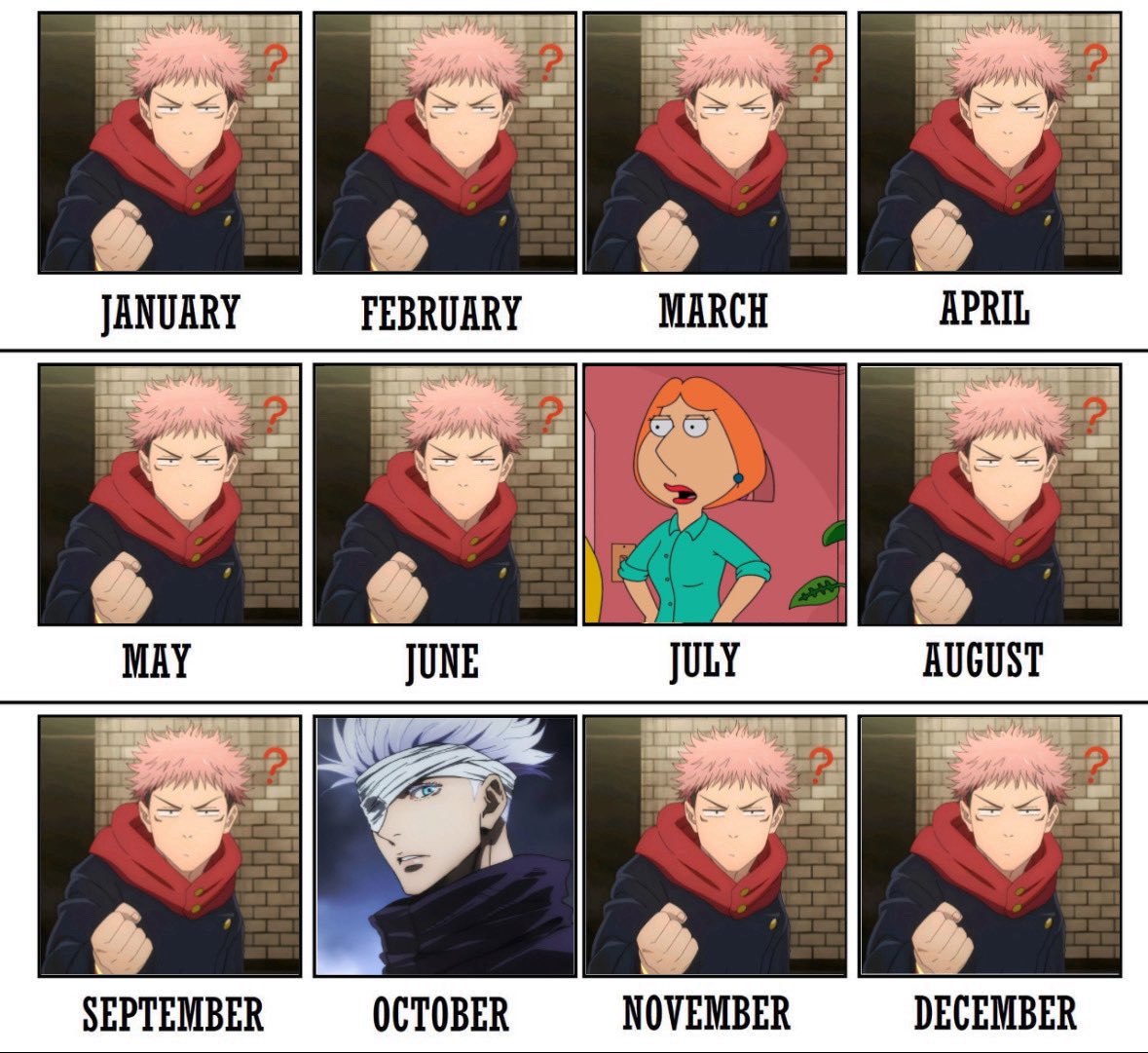 jellyfisjh's tweet image. Ok . heres my actual my favorite characters x ur birth month